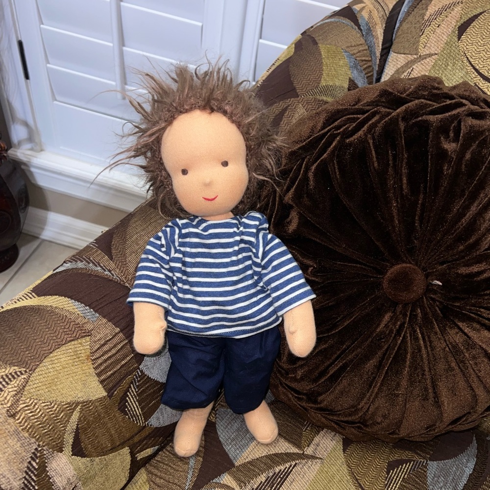 Kathe Kruse Waldorf Doll Germany Clothes Brown Hair  14” Cloth Boy Doll Rare